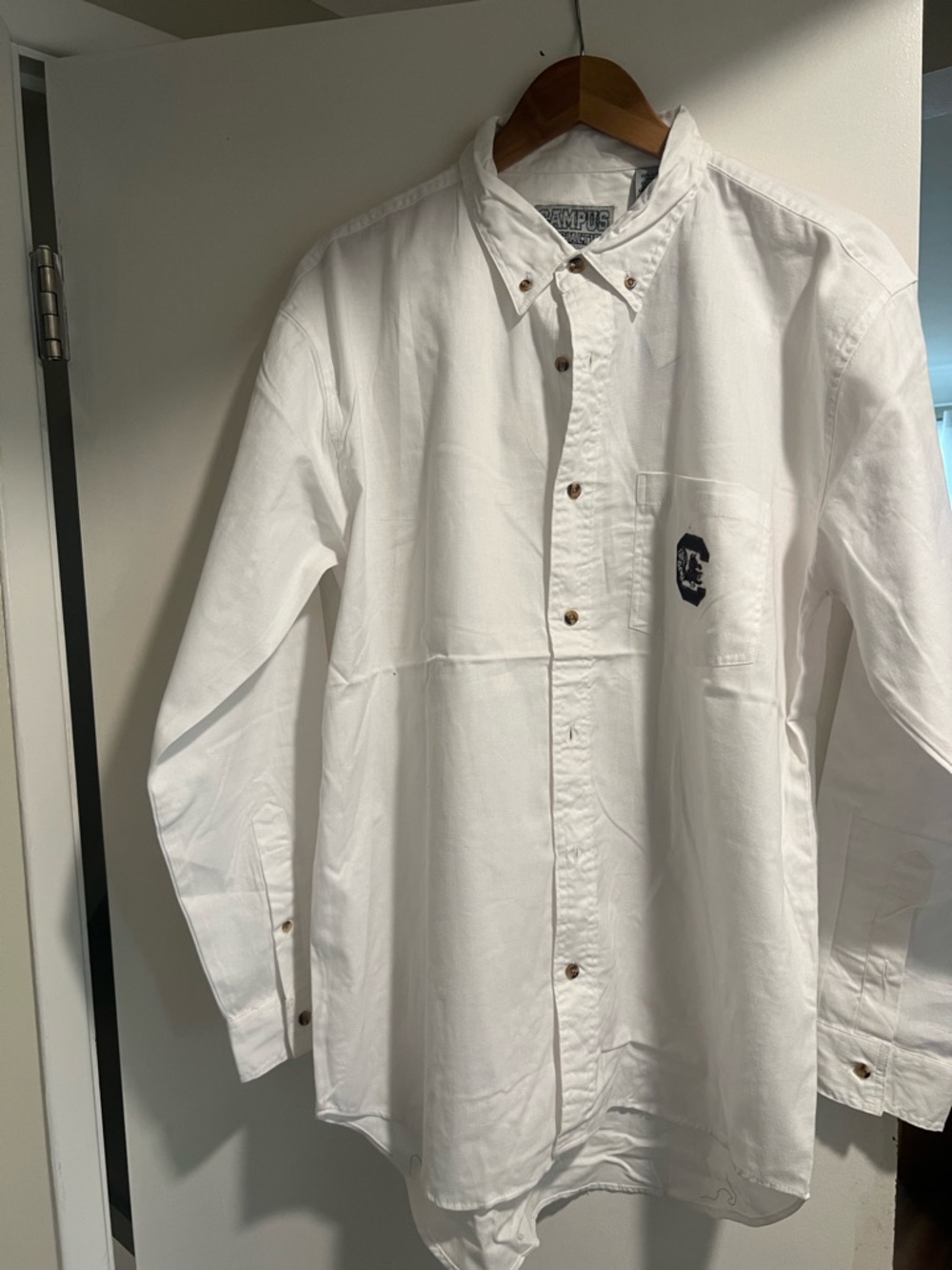 South Carolina Men's White Button-Down Shirt with Pocket Logo XL